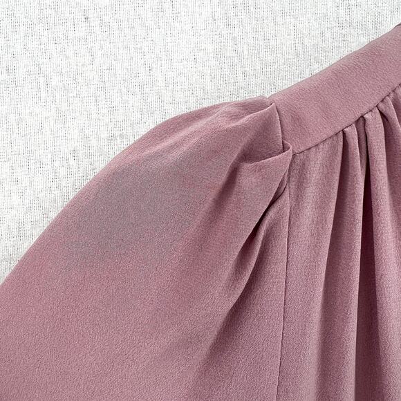 ANNA MASON Dress Womens US 4 Mauve Rose Silk Long Sleeve Dropped Waist Ruffle - Picture 10 of 16